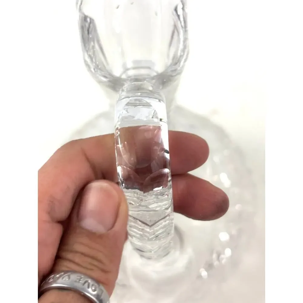 Antique Clear ABP Cut Glass Wine Decanter +‎ Stopper Cruet Stepped Ring Neck